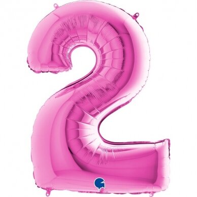 Folinis balionas skaičius ''2'' fuksijos spalvos