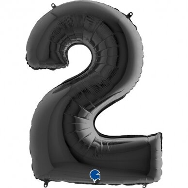 Folinis balionas skaičius ''2'' juodos spalvos
