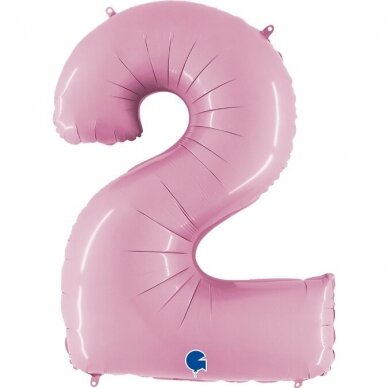 Folinis balionas skaičius ''2'' pastelinė rožinė