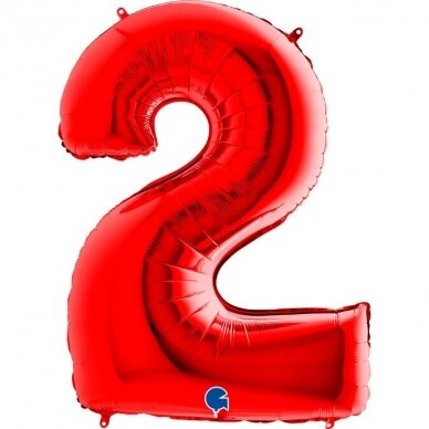 Folinis balionas skaičius ''2'' raudonos spalvos