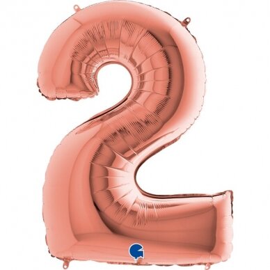 Folinis balionas skaičius ''2'' rožinio aukso spalvos