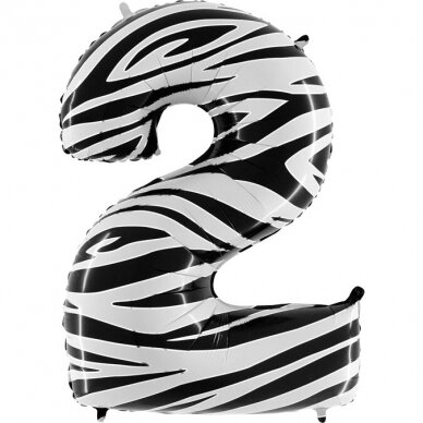 Folinis balionas skaičius ''2'' zebro rašto