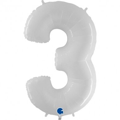 Folinis balionas skaičius ''3'' baltas
