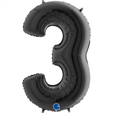 Folinis balionas skaičius ''3'' juodos spalvos