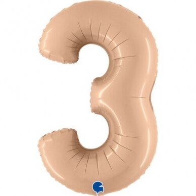 Folinis balionas skaičius ''3'' kūno spalvos