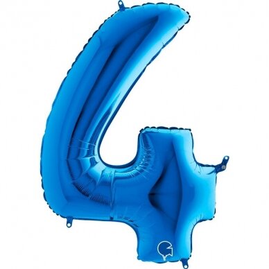 Folinis balionas skaičius ''4'' mėlynos spalvos