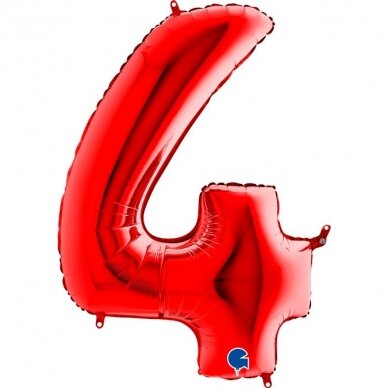 Folinis balionas skaičius ''4'' raudonos spalvos