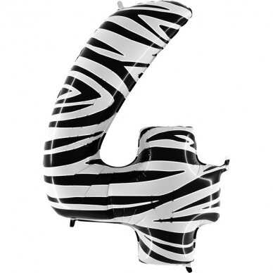 Folinis balionas skaičius ''4'' zebro rašto