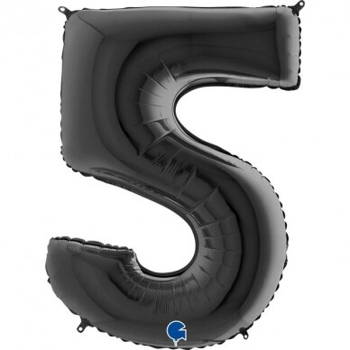 Folinis balionas skaičius ''5'' juodos spalvos