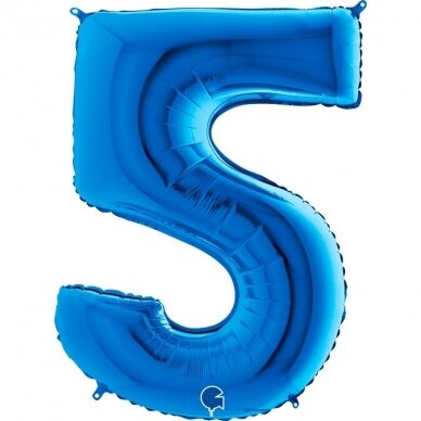 Folinis balionas skaičius ''5'' mėlynos spalvos