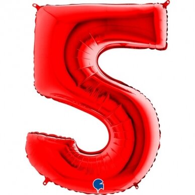 Folinis balionas skaičius ''5'' raudonos spalvos