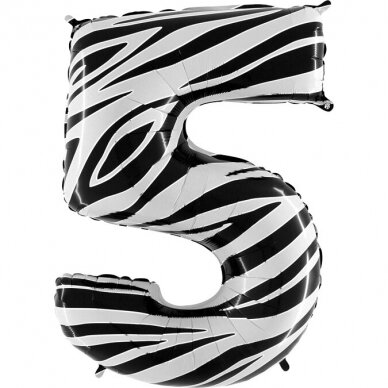 Folinis balionas skaičius ''5'' zebro rašto