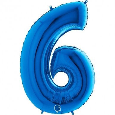 Folinis balionas skaičius ''6'' mėlynos spalvos