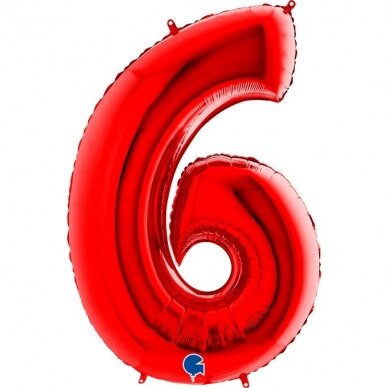 Folinis balionas skaičius ''6'' raudonos spalvos