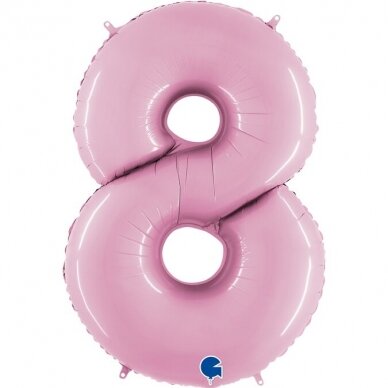 Folinis balionas skaičius ''8'' pastelinė rožinė