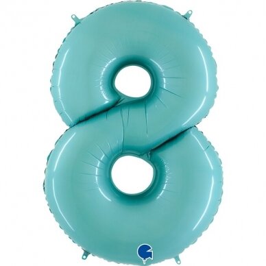 Folinis balionas skaičius ''8'' pastelinė žydra