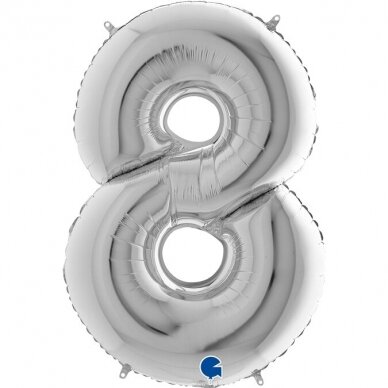 Folinis balionas skaičius ''8'' sidabro spalvos