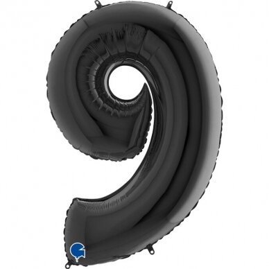 Folinis balionas skaičius ''9'' juodos spalvos