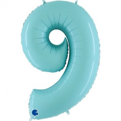 Folinis balionas skaičius ''9'' pastelinė žydra