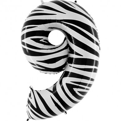 Folinis balionas skaičius ''9'' zebro rašto