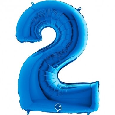 Folinis balionas skaičius ''2'' mėlynos spalvos