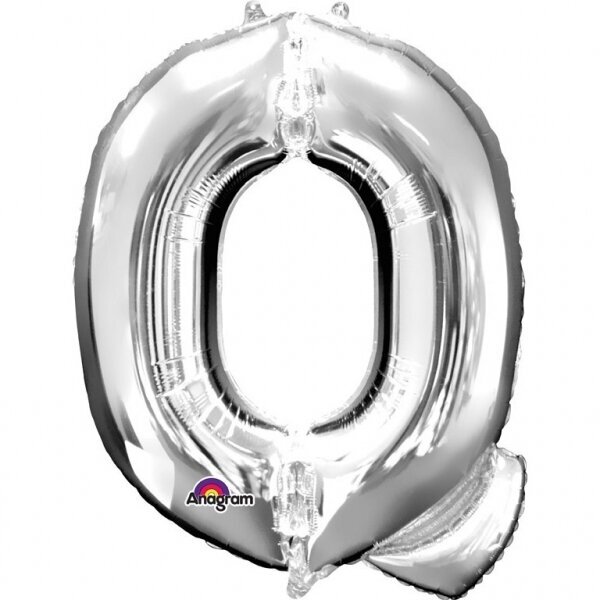 Folinis balionas raidė ''Q'' sidabrinės spalvos