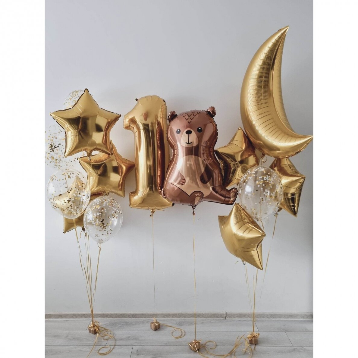 Helio balionų rinkinys su lokiuku ir skačiumi Helio balionų rinkinys su lokiuku ir skačiumi