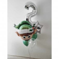 Helio balionų puokštė ''Elfas su skaičiumi''