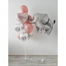 Helio balionų puokštė su drambliu