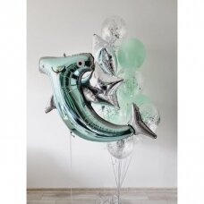 Helio balionų puokštė su kūjagalviu rykliu