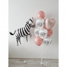 Helio balionų puokštė su zebru