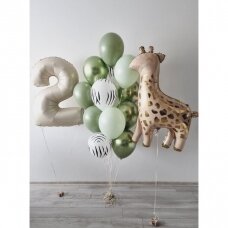 Helio balionų puokštė su žirafa ir skaičiuku