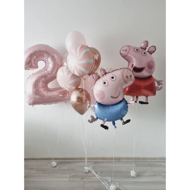 Helio balionų rinkinys ''Peppa ir George'' Helio balionų rinkinys ''Peppa ir George''