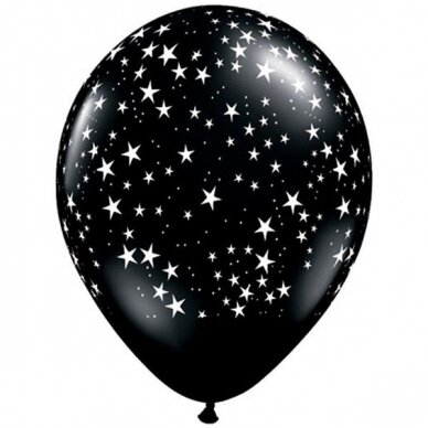 Juodas balionas ''Baltos žvaigždutės'' (28cm)