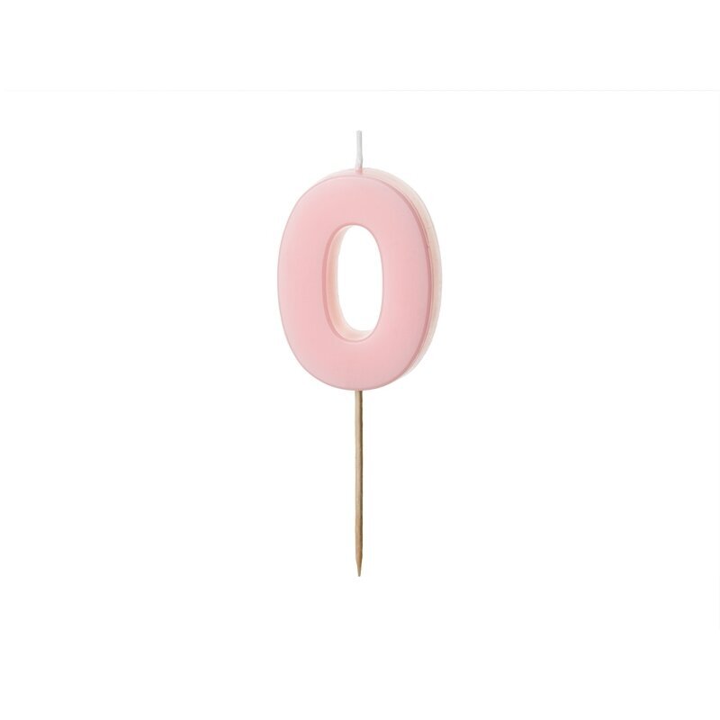 Pastelinė rožinė torto žvakutė ''0''
