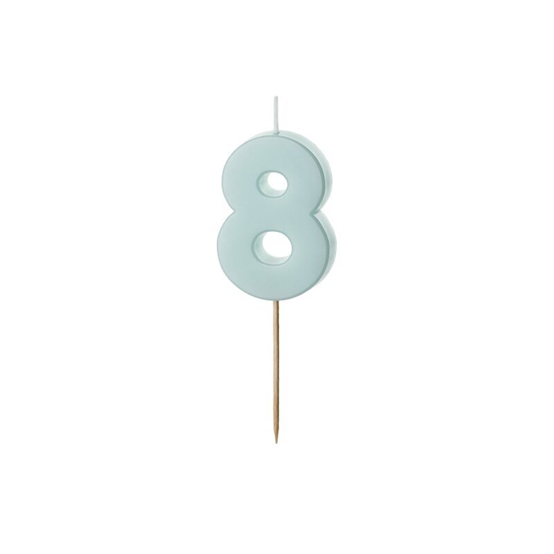 Pastelinė žydra torto žvakutė ''8''