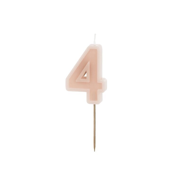 Prigesinta rožinė torto žvakutė ''4''