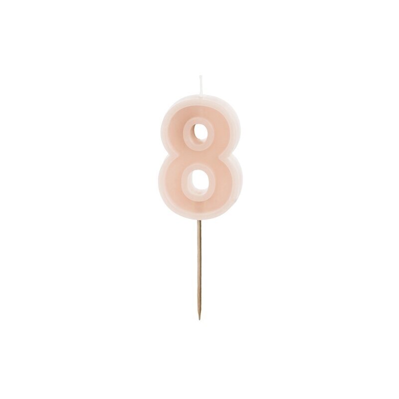 Prigesinta rožinė torto žvakutė ''8''