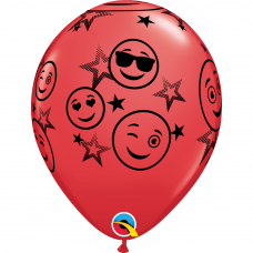 Raudonas balionas su veidukais (28cm)