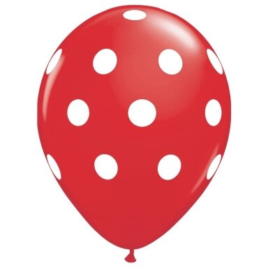 Raudonas balionas su baltais taškeliais (30cm)