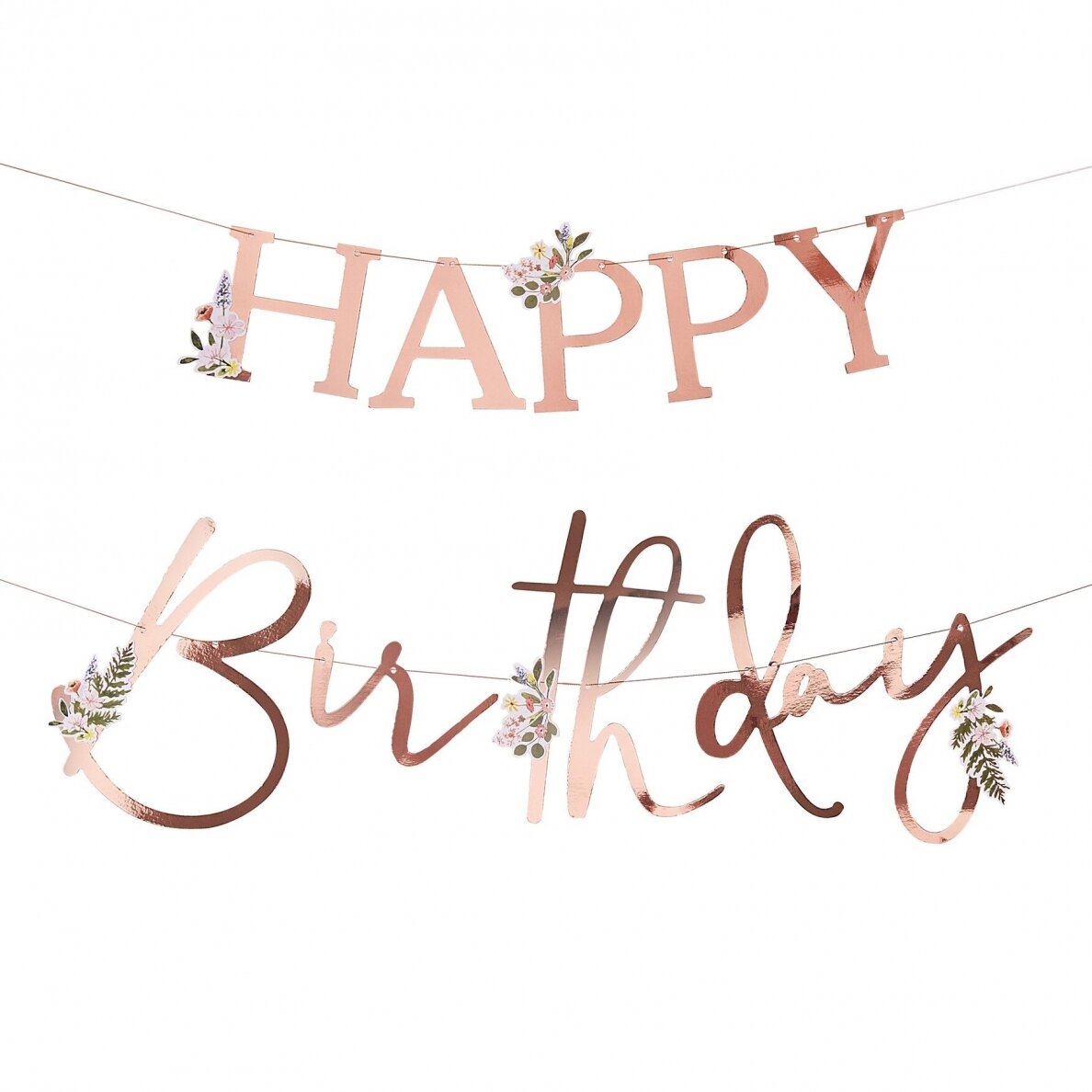 Rožinio aukso girlianda ''Happy Birthday''