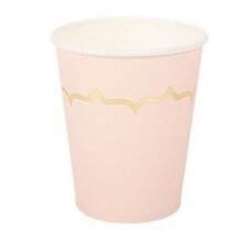 Rožiniai puodeliai su auksu