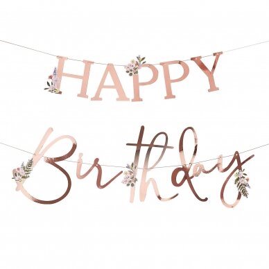 Rožinio aukso girlianda ''Happy Birthday'' Rožinio aukso girlianda ''Happy Birthday''
