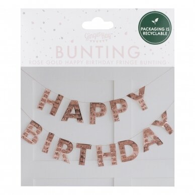 Rožinio aukso spalvos girlianda ''Happy Birthday'' 2 Rožinio aukso spalvos girlianda ''Happy Birthday'' 2