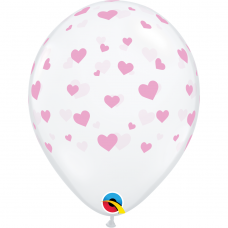 Skaidrus balionas ''Rožinės širdelės'' (28cm)