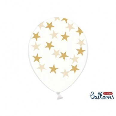 Skaidrus balionas ''Auksinės žvaigždutės'' (30cm) Skaidrus balionas ''Auksinės žvaigždutės'' (30cm)