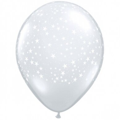 Skaidrus balionas ''Baltos žvaigždutės'' (28cm)