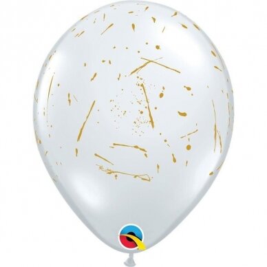 Skaidrus balionas su auksiniais dažų taškalais (28cm)