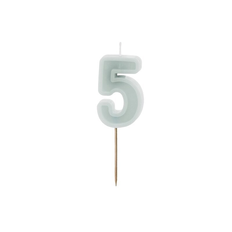 Šviesiai mėtinė torto žvakutė ''5''