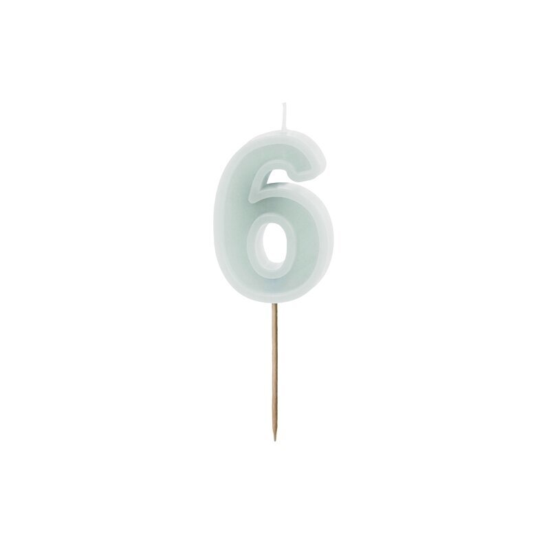 Šviesiai mėtinė torto žvakutė ''6''